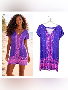Lilly Pulitzer Sophiletta Dress UPF 50+ Mystical Purple Medium Coastal Beachy